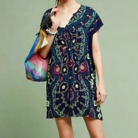 anthropologie maeve silk dress New Anthropologie Black & Pink Floral